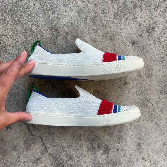 Rothy’s Lollipop Terry Stripe Kids Slip on  Sneaker, size Y3 - Picture 2 of 6